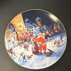 Festive Santa and Elves Decorative Plate